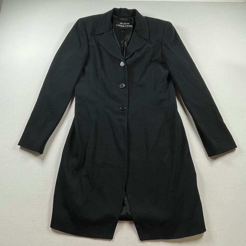 Alex Garfield Garfield & Marks Black Ribbed Longline Jacket Size 8 Made in USA